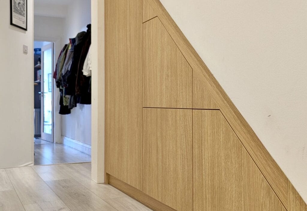 oak laminate hallway storage